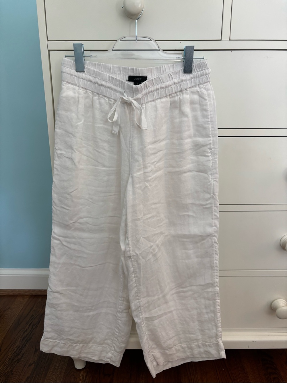 J. Crew White Drawstring Linen Pants